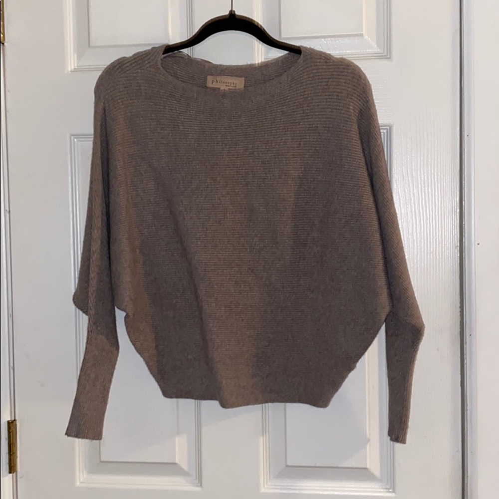 camel long sleeve fitted sweater